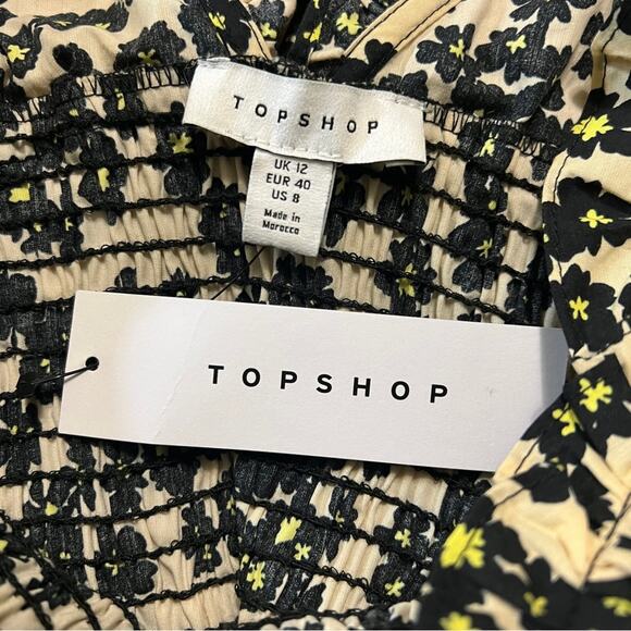 NWT Topshop Smocked Floral Crop Top 8 - Picture 6 of 12